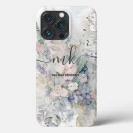 Vintage Pastell-Abstrakte Blume Monogramm Name Case-Mate iPhone Hülle