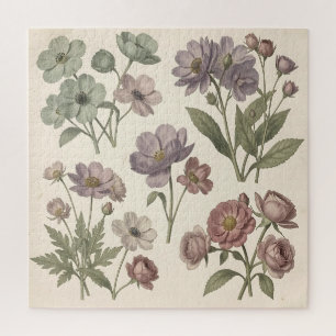 Vintage Pastell-Anemonen Rosen Sanfte Botanik