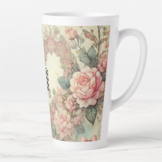 Vintage Pastell Aquarell Boho Florale Herzen Milchtasse