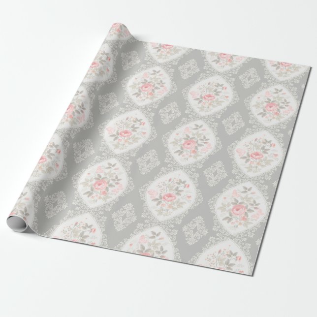 Vintage Pastell Floral Geschenkpapier (Ungerollt)