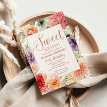 Vintage Pastell-Wildblumen Sweet Sixteen