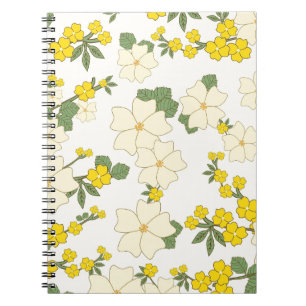 Vintage Pastell-Zitronengelb-Blumendesign Notizblock