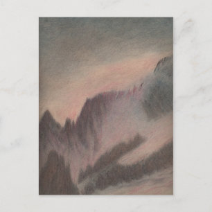 Vintage Pastelle zeichnend stürmische Berglandscha Postkarte