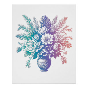 Vintage Pastellfarben, Blumenmuster Poster