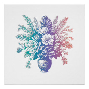 Vintage Pastellfarben, Blumenmuster Poster