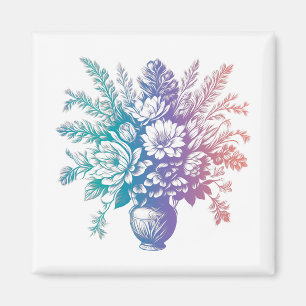 Vintage Pastellfarbene Blumenmuster Magnet