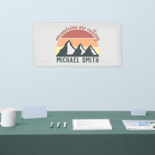 Vintage Pastellgebirge nennen Monogramm grau Banner