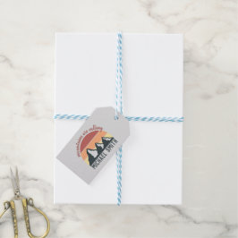 Vintage Pastellgebirge nennen Monogramm grau Geschenkanhänger