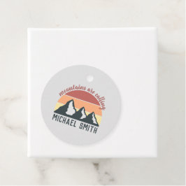 Vintage Pastellgebirge nennen Monogramm grau Geschenkanhänger