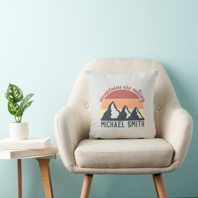 Vintage Pastellgebirge nennen Monogramm grau Kissen (Stuhl )