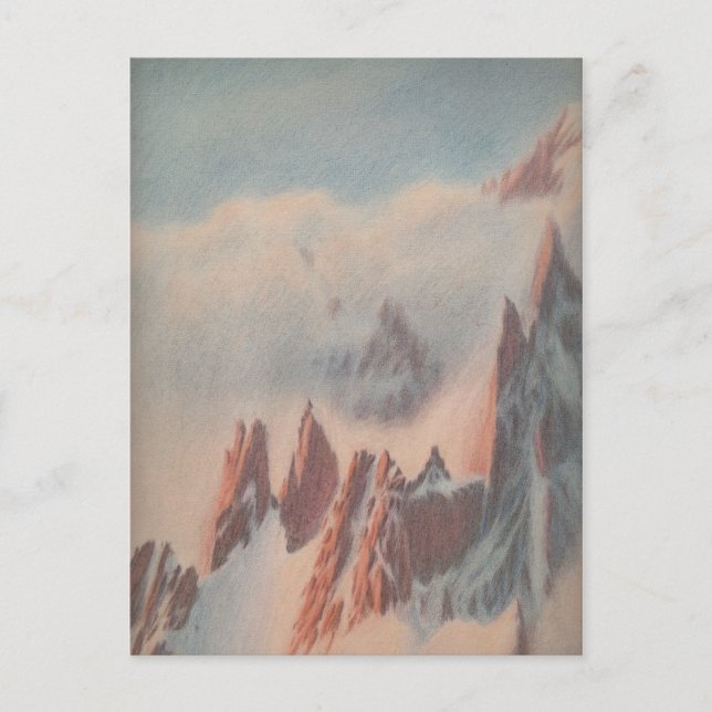 Vintage Pastelllandschaft zeichnend Berggletscherl Postkarte (Vorderseite)