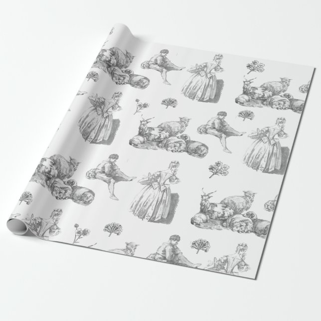 Vintage Pastoralschaf-Boy Lady Craft Geschenkpapier (Ungerollt)