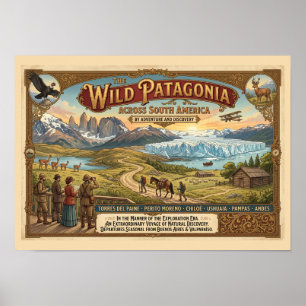 Vintage Patagonia Reiseplakat Erkundungsära Poster