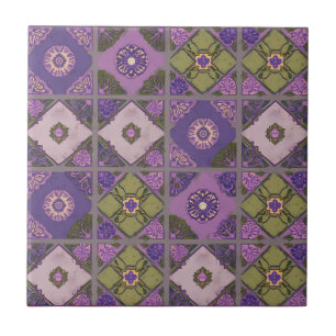 Vintage-Patchwork Lila Grün Fliese