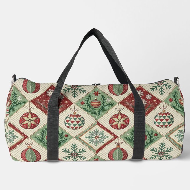 Vintage-Patchwork-Quilted-Christmas-Muster Duffle Bag (Vorderseite)
