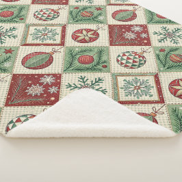 Vintage Patchwork Quilted Christmas Pattern Sherpadecke