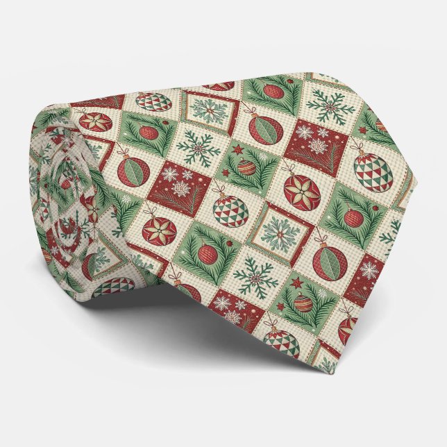 Vintage-Patchwork-Steppdecke-Weihnachtsmuster Krawatte (Gerollt)