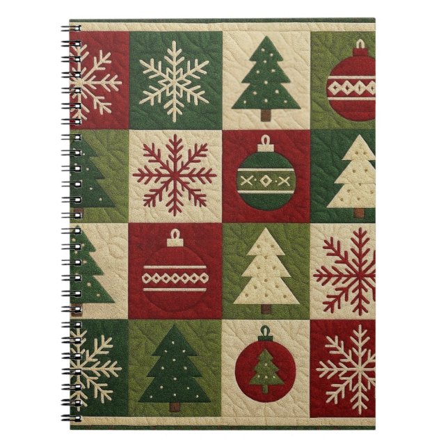 Vintage, Patchwork-Steppoptik rustikaler Weihnacht Notizblock (Vorderseite)