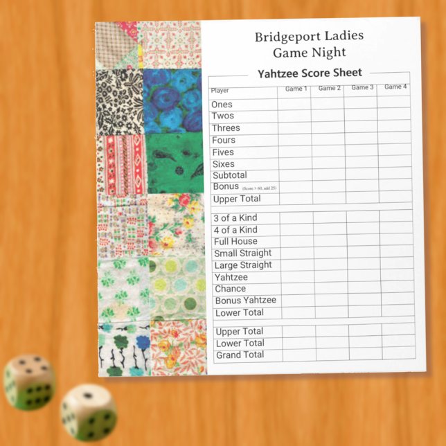 Vintage Patchwork Yahtzee Abend Notizblock (Von Creator hochgeladen)