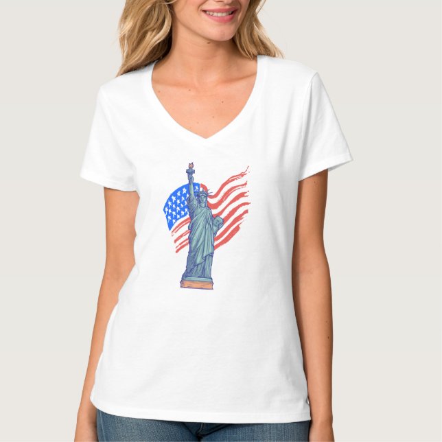  Vintage Patriotic 4th of July Design T-Shirt (Vorderseite)