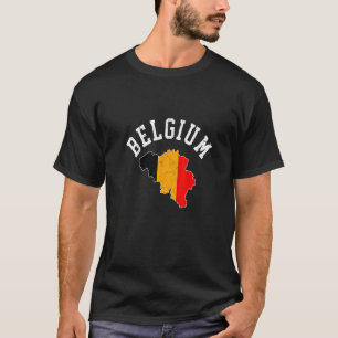 Vintage Patriotic Belgium Flag Karte gestört T-Shirt