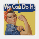 Vintage Patriotic Rosie the Riveter, We Can Do It! Keramikornament<br><div class="desc">Vintage illustration patriotism design featuring a lady who has since become known as Rosie the Riveter. "We Can Do It!" is an American World War II wartime poster featuring an inspirational image to boost female worker morale.</div>