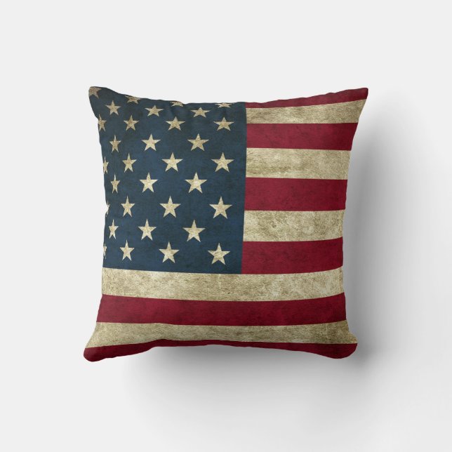 Vintage Patriotic Rustic Grunge USA Fahne Kissen (Rückseite)