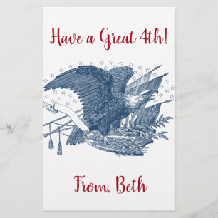 Vintage Patriotic Screening Eagle USA Flag Pfeile Briefpapier