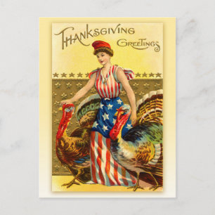 Vintage Patriotic Thanksgiving Feiertagspostkarte