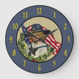 Vintage Patriotic Wall Clock Große Wanduhr