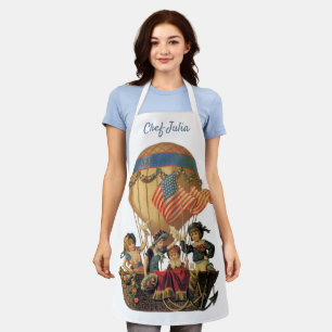 Vintage patriotisch, Kinder in einem Heißluftballo Schürze