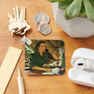 Vintage patriotisch, Krankenschwester am Telefon Schlüsselanhänger