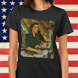 Vintage patriotisch, Krankenschwester am Telefon T-Shirt