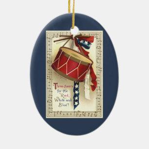 Vintage Patriotisch, Trommeln mit Noten Keramik Ornament