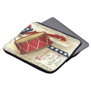 Vintage patriotisch, Trommeln mit Noten Laptopschutzhülle