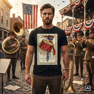 Vintage patriotisch, Trommeln mit Noten T-Shirt