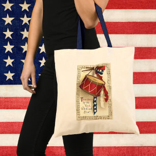 Vintage patriotisch, Trommeln mit Noten Tragetasche