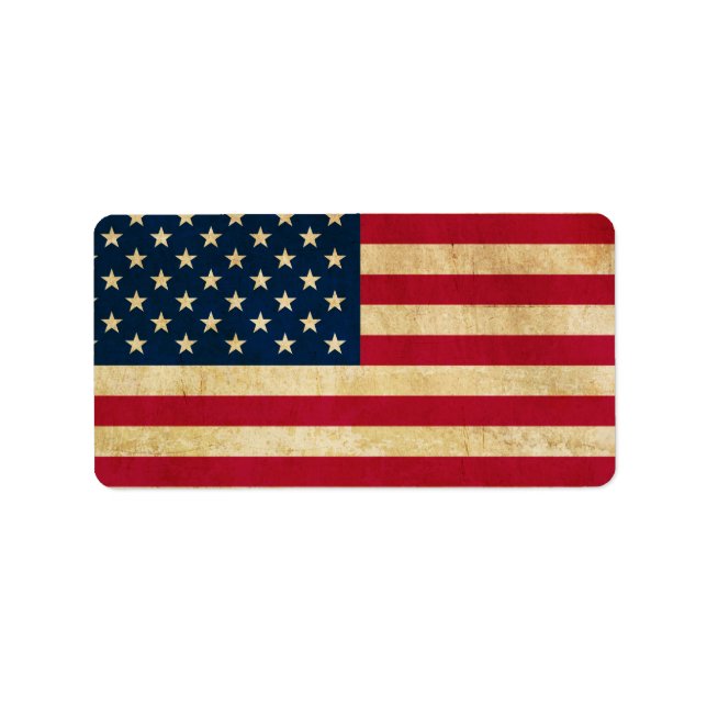Vintage patriotische amerikanische Flagge Adressaufkleber (Vorne)