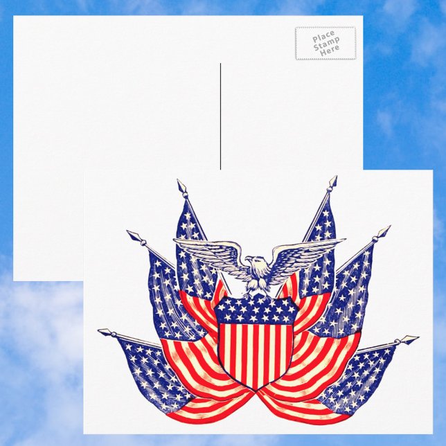 Vintage Patriotische Amerikanische Flagge, Amerika Postkarte (Von Creator hochgeladen)