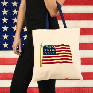 Vintage Patriotische Amerikanische Flagge, Amerika Tragetasche