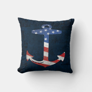 Vintage Patriotische Amerikanische Flagge Anchor N Kissen