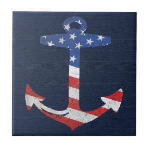 Vintage patriotische amerikanische Flagge Anker na Fliese
