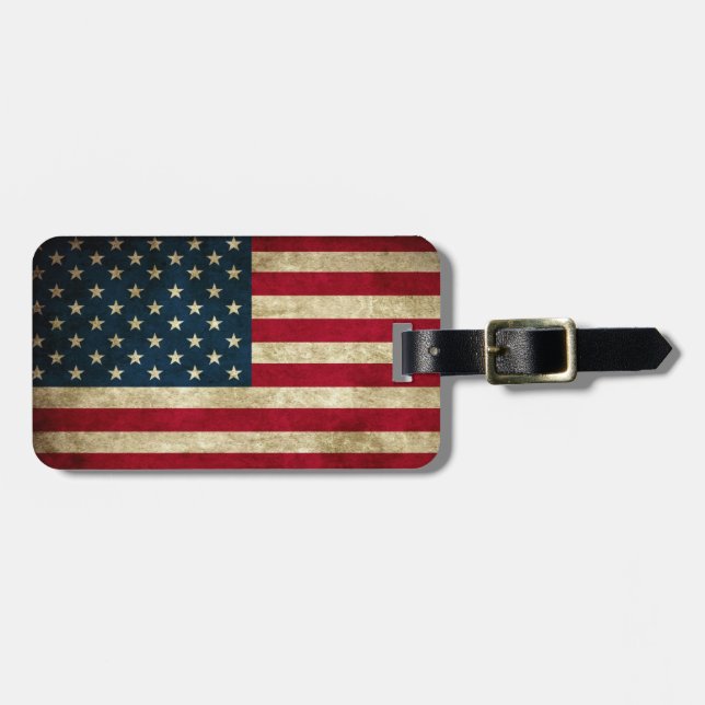 Vintage patriotische amerikanische Flagge Gepäckanhänger (Vorderseite horizontal)