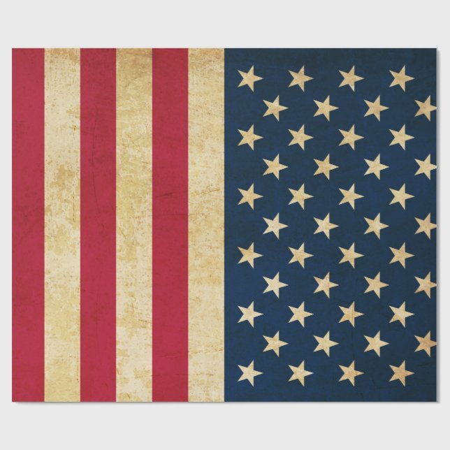 Vintage patriotische amerikanische Flagge Geschenkpapier (Flach)