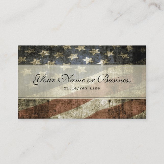 Vintage patriotische amerikanische Flagge Visitenkarte (Vorderseite)