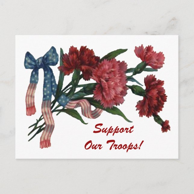 Vintage Patriotische Blume unterstützen Truppen Postkarte (Vorderseite)