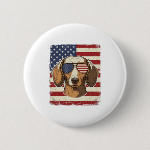 Vintage-patriotische Dackel-Flaggen-Sonnenbrille V Button