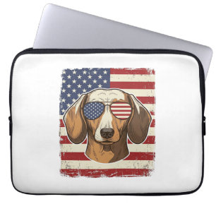 Vintage-patriotische Dackel-Flaggen-Sonnenbrille V Laptopschutzhülle