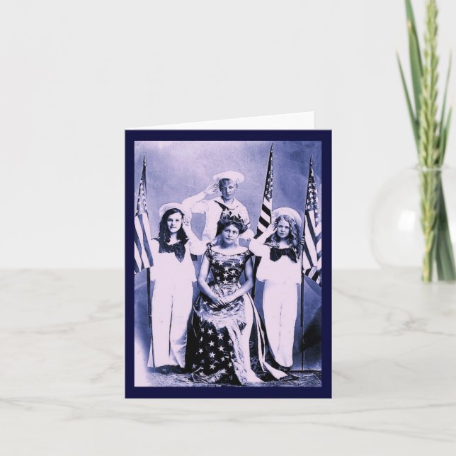 Vintage Patriotische Familie Karte (Vorderseite)
