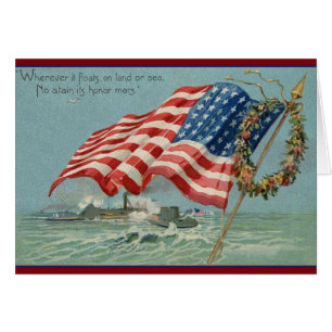 Vintage Patriotische Flaggenkarte
